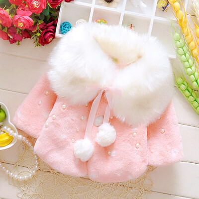

Baby Girls Infant Winter Warm Coat Cloak Jacket Wool Blends Thick Warm Clothes Down Jacket Outerwear Coats