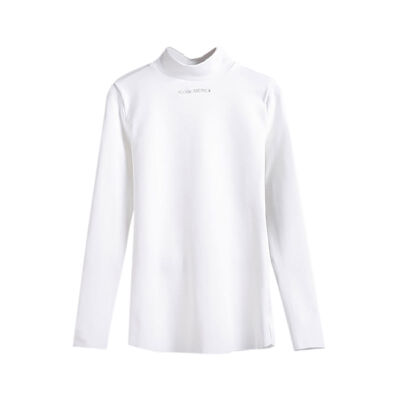 

EFINNY Women Turtleneck Letter Embroidered T Shirt Slim Pullover Tops Long-Sleeved T-Shirt