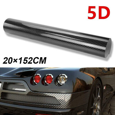 

5D Glossy Black High Gloss Car Carbon Fiber Wrap Vinyl Decal Film DIY Sticker