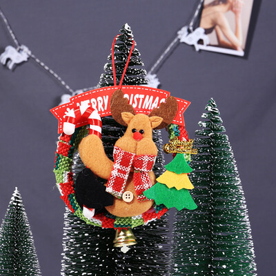 

〖Follure〗Mini Christmas Wreath Decor Xmas Party Door Wall Hanging Garland Tree Ornament