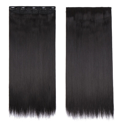 

Synthetic Fiber Clips in on Hair Extension 34 Full Head One Piece 5 Clips Long Silky Straight Curly Wavy