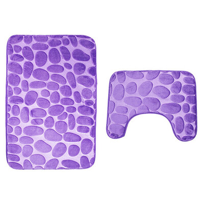 

2 PcsSet Pedestal Rug Toilet Flannel Bathroom Anti Slip Home Bath Mat Set Soft