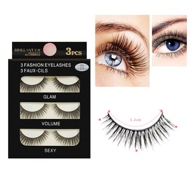 

〖Follure〗3 Pairs 3D Long False Eyelashes Makeup Natural Fake Thick Black Eye Lashes