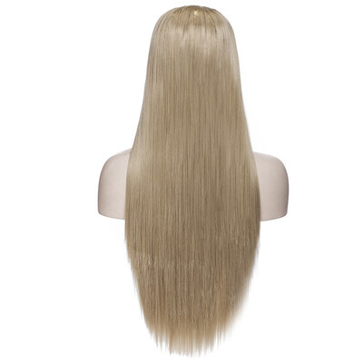 

U Shape Part Half Head Wig Clip In Hair Extension Full Head One Piece Invisible 7 clips With Wig Net Synthetic Straight Curly
