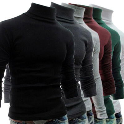 

Men Long Sleeve Pullover High Neck Turtleneck Stretch Slim Basic T Shirt Tee Top