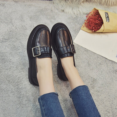 

British Wind Shoes Female Korean Edition College Wind Restoration Single Shoe Flat Bottom Students Lefu Female Shoes