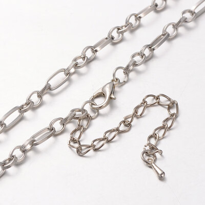 

Iron Figaro Chain Necklace Makings with Alloy Lobster Claw Clasps&Iron End Chains Platinum 299"