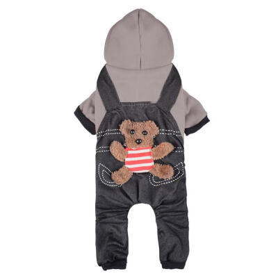 

Winter Cute Warm Pet Puppy Coats Dog Cotton Outfit Hoodies with Bear Toy