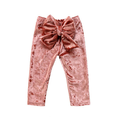 

Cute Toddler Kids Baby Girls Bow Bottoms Velvet Long Pants Leggings Trousers UK