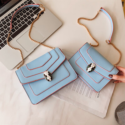 

Qiao Bani 2019 new European&American style fashion simple solid color star with the same paragraph chain flip shoulder diagonal female bag