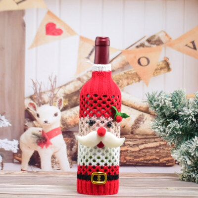 

Christmas Party Red Wine Bottle Cover Bag Case Santa Snow Elk Dinner Gift