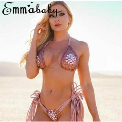 

Womens Bikini Set Bandage Push-Up Triangle Beachwear Swimwear Swimsuit Bathing