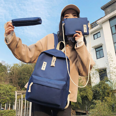 

Cartoon Alphabet Student Backpack Casual Large Capacity Travel 3 Piece Set