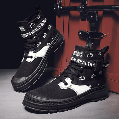 

Autumn net red shoes mens tide shoes Korean version of the trend of mens Martin casual wild high help tooling boots vibrating the same paragraph