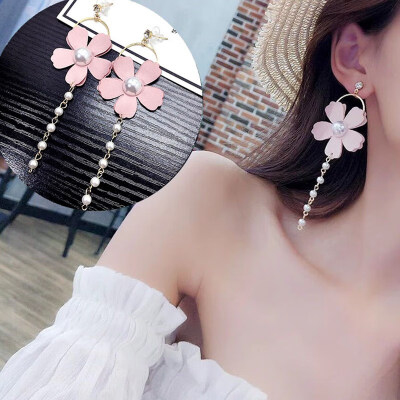 

EK414 Korean Style Personality Crystal Acrylic Flowers Drop Earrings For Women Geometric Dangle Earring Lover Sweet Cute Gift