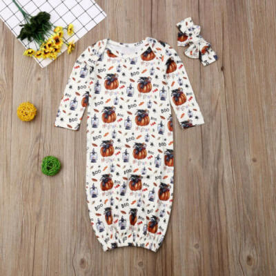 

US 2PCS Newborn Baby Unisex Halloween Swaddle Wrap Blanket Sleeping BagHeadband