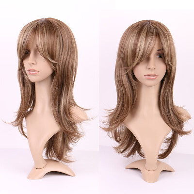 

Long Curly Synthetic Wig with Bangs Short Hair Wigs Heat Resistant Full Wig Full Head for Women