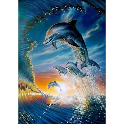 

5D DIY Full Drill Diamond Painting Jumping Whale Cross Stitch Embroidery