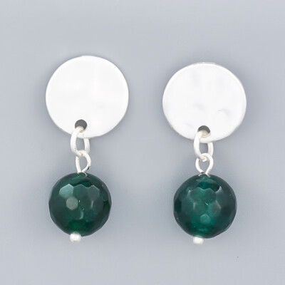 

Alloy Ear Studs with Ear Nuts & Gemstone Beads Matte Style Cadmium Free & Nickel Free & Lead Free Flat Round Green 925 Sterl