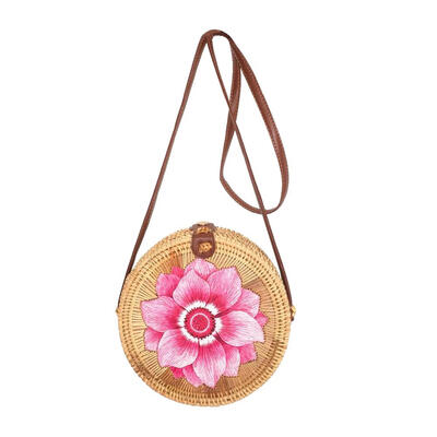 

Ethnic Vintage Flower Straw Crossbody Handbags Women Rattan Shoulder Bags