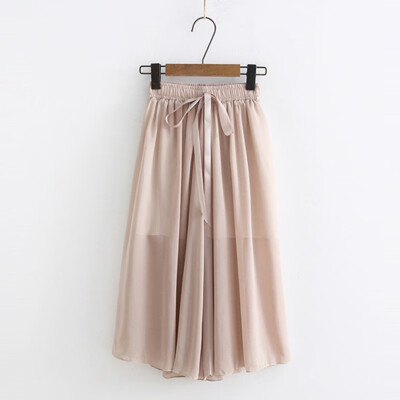 

New Fashion Women Chiffon Wide Leg bow Pant Casual high waist Pant Summer Female Eastic Waist Thin Pants Trousers