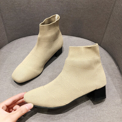 

Autumn socks boots fashion Joker thick martin boots ins knitted elastic thin boots short boots women tide