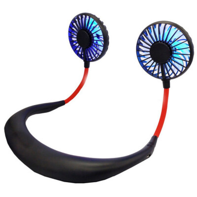 

New Neck Hanging Fans 7 Colors LED Light Luminous Sports Hanging Neck Fan Portable Mini Hands-Free USB Fan