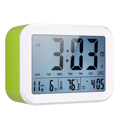 

Digital Light Sensing Control & Time Announcing Alarm Clock Calendar Thermometer Clock with 3 Alarms & Snooze Function--Blue