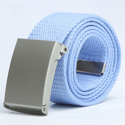 

2019 New Fashion Men Women General belts Canvas Unisex Candy Color belt Solid Buckle Military belts For Jeans Cowboy Pants 110cm