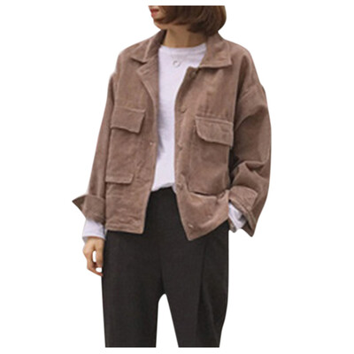 

Toponeto Women Corduroy Jacket Top Shirt Coat Casual Vintage Loose Coat
