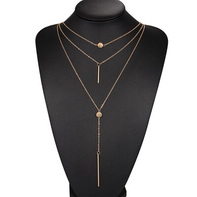 

New Arrival Three Layer Pendant Necklace For Women 2 Colors Metal Necklaces Sexy Beach Party Jewelry Gift