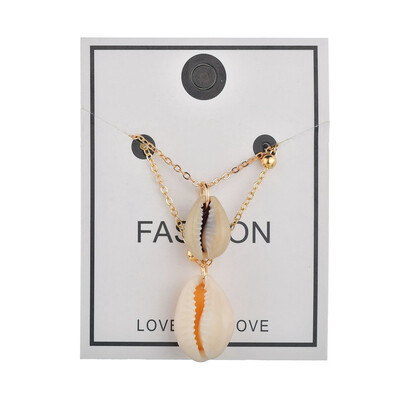 

Fashion Natural Shell-Wrapped Gold Necklace For Women Natural Cowrie Shell Pendant With Beach Summer Sexy Necklace Selling Gift