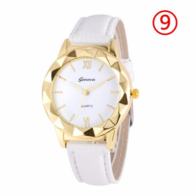 

Hot Selling Women Watches Geneva Irregular Dial Ladies Simple Quartz Wristwatch Featured Leather Strap Clock Relogio Feminino