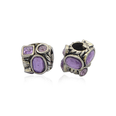 

Antique Silver Tone Alloy Resin Rhinestone European Beads Large Hole Column Beads Plum 11x95x10mm Hole 45mm