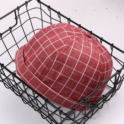 

The new literary&artistic retro grain main hat children street personality hip-hop melon skin cap plaid pumpkin hat tide girl