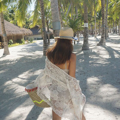 

Women Summer Vintage Cardigan Lace Crochet Kimono Beach Cover Up Bikini Outwear White