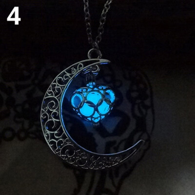 

Moon Glowing Turquoise Pendant Charm Jewelry Chain Necklace Halloween Gifts