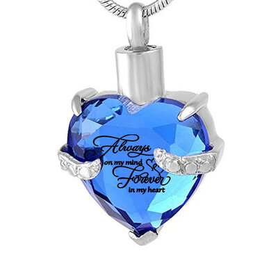 

Always in my heart Necklace for Ashes Love Heart Cremation Memorial Keepsake Pendant Necklace Jewelry 12 Month