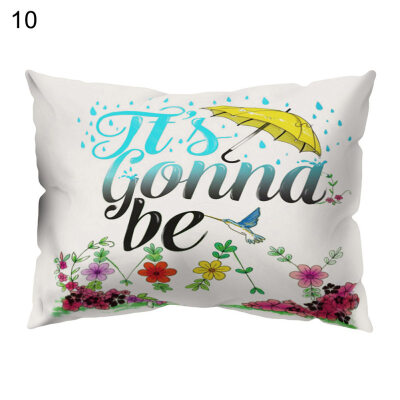 

Flower Letter Print Pillow Case Sofa Waist Throw Cushion Cover Office Home Decor