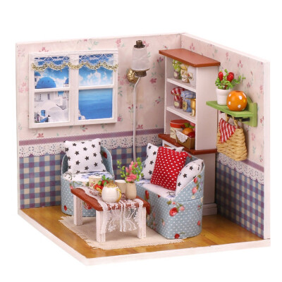 

Gotoamei DIY Christmas House Assemble Miniature Dollhouse LED Furniture Kit Xmas Gift