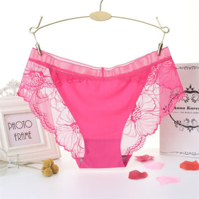 

Seamless womens large size sexy transparent lace nylon crotch underpants