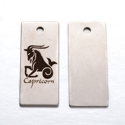 

Spray Painted Stainless Steel Pendants Rectangle with Twelve ConstellationZodiac Signs Capricorn 38x16x1mm Hole 3mm