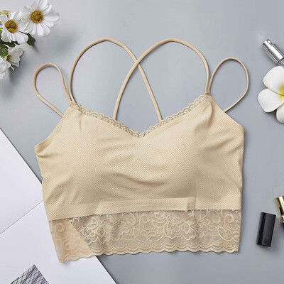 

Sexy Crop Tank Top Breathable Padded Bra Women Seamless Lace Beautiful Back Vest Bra