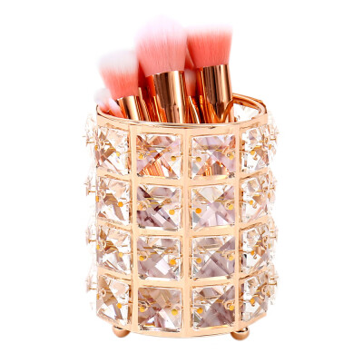 

Europe Metal Makeup Brush Storage Tube Eyebrow Pencil Makeup Organizer Bead Crystal Jewelry Storage Box