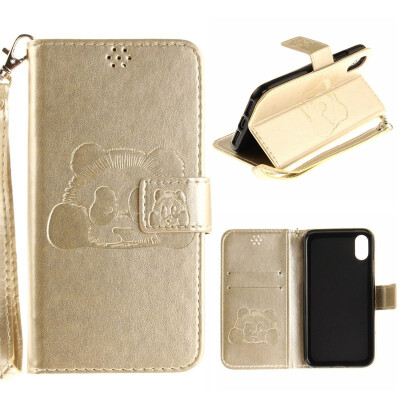 

MOONCASE Apple Iphone X Embossed Panda Lanyard Holster - Gold
