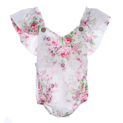 

Summer Baby Girl Adorable Print Princess V Collar Jumpsuits