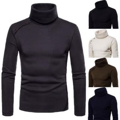 

Fashion Men Polo Roll Turtleneck Pullover Jumper Top Sweater Slim Shirts Winter Warm