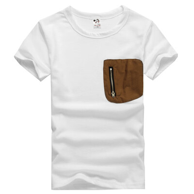 

Boy Kids Patch Pocket Zipper Short Sleeve Tops Blouses T Shirt Tees 90