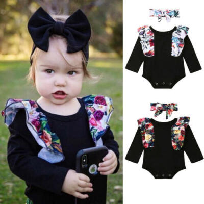 

UK Toddler Newborn Baby Girl Long Sleeve Bodysuit Romper Jumpsuit Clothes Outfit