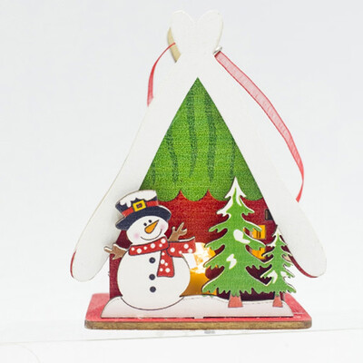 

Gobestart LED Light Wood House Cute Christmas Tree Hanging Ornaments Holiday Decoration